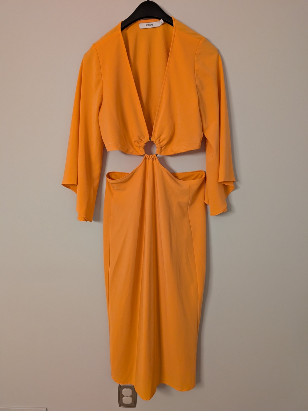 Orange Cutout Midi Dress